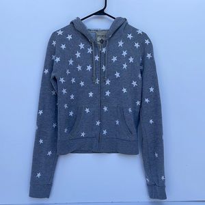 Victoria’s Secret Pink brand grey with white embroidered star hoodie.